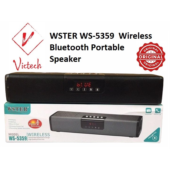 Wster WS5359 / WS-5359 Wireless Bluetooth Portable Speaker Black Colour ...