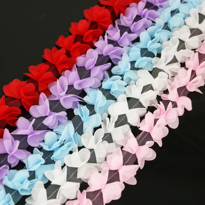 (140 Pieces/batch)Butterfly Chiffon Crafts 50mm Wide Lace Fabric Ribbon ...