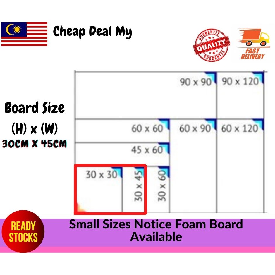 All Small Size Notice foam board 1x1 1x1.5 1x2 1.5x2 2x2 2x3 Blue Red ...