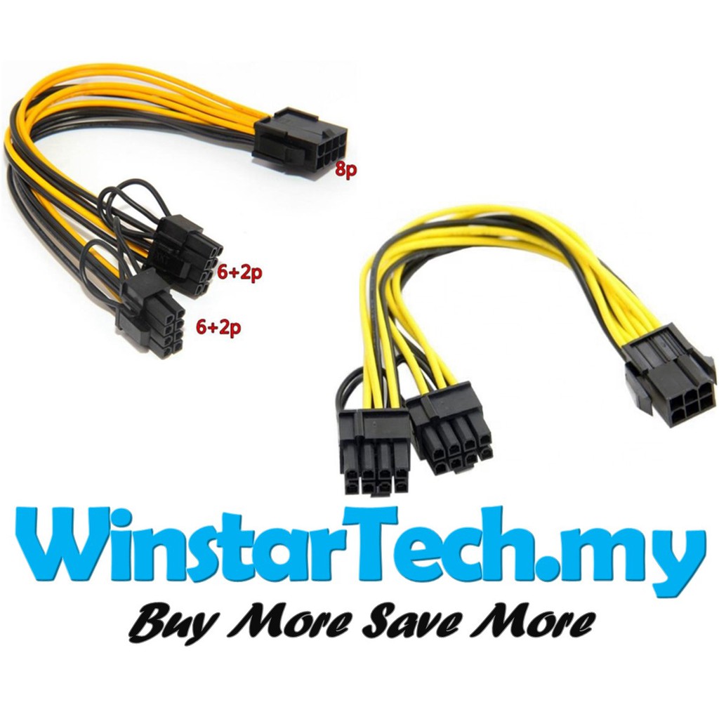 8 pin 6 pin CPU Female to Dual 2x 8Pin ( 6+2) GPU Male 6pin Power Extension Cable Shopee Malaysia