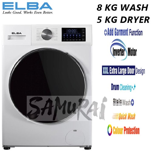 ELBA WASHER & DRYER 2 IN WASHING CAPACITY 8KG / 5KG DRYER EWDCJ8051IN(WH) Shopee Malaysia
