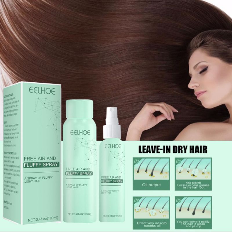eelhoe 100ml freewash dry hair spray air fluffy deoil head dry and