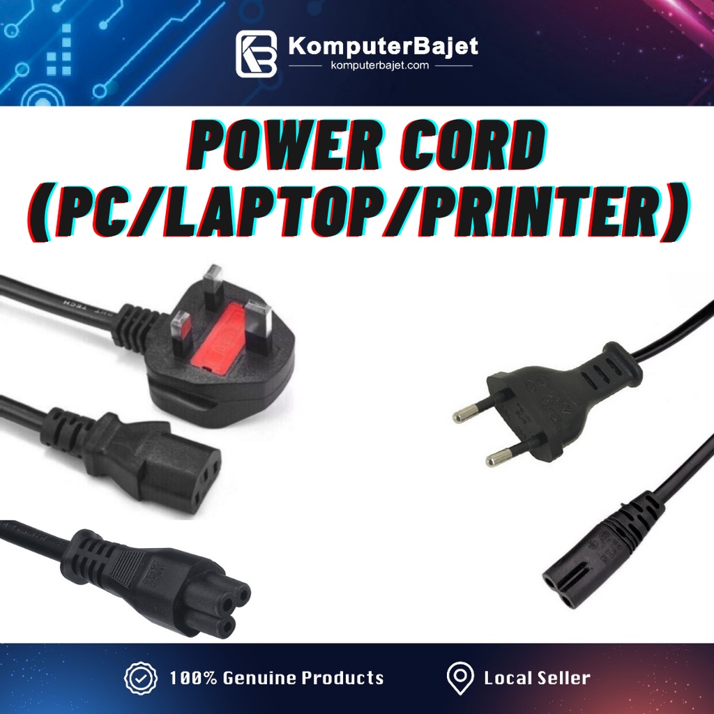 POWER CABLE PC Desktop Monitor Computer AC Power Cord Kabel Komputer