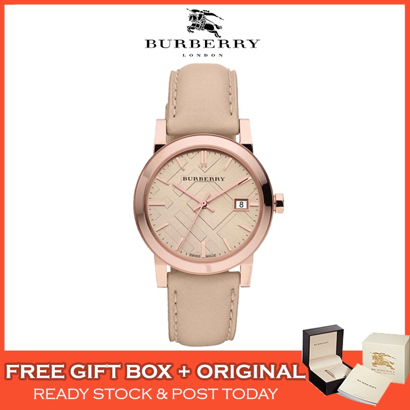 Burberry women's bu9109 beige leather best sale strap watch