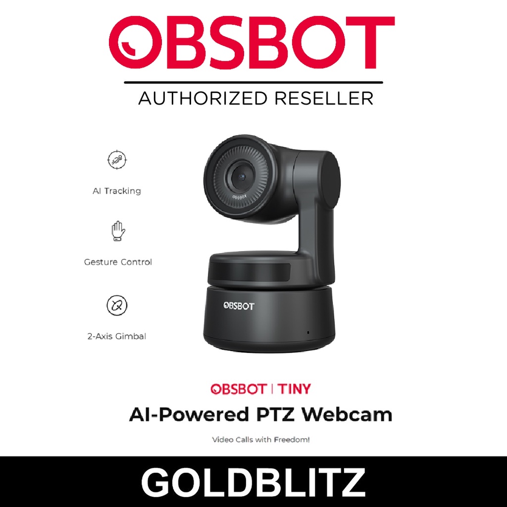 Obsbot Tiny AI-Powered Tracking PTZ Webcam Full HD 1080p Video ...
