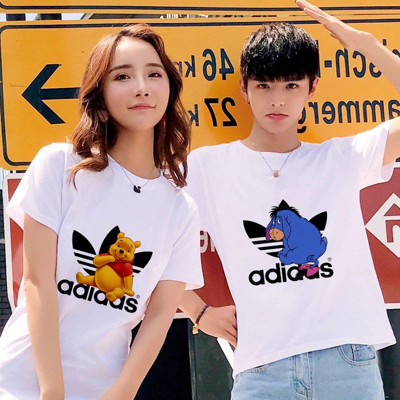 Ready Stock Unisex Fashion ADIDAS X WINNIE THE POOH Cartoon Printed Graphic Couple Short Sleeve T Shirt Shopee Malaysia