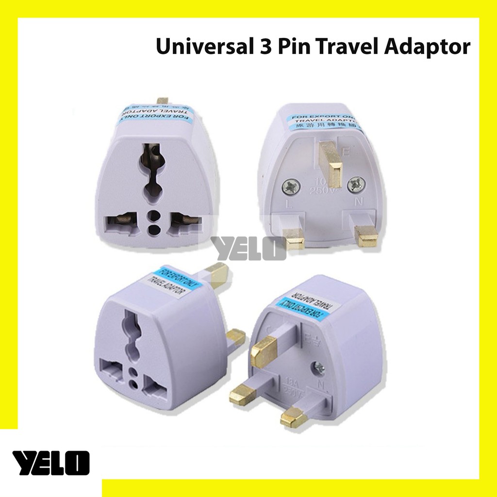 Universal 3 Pin Plug Socket Travel Adapter US EU CHINA To Malaysia UK ...