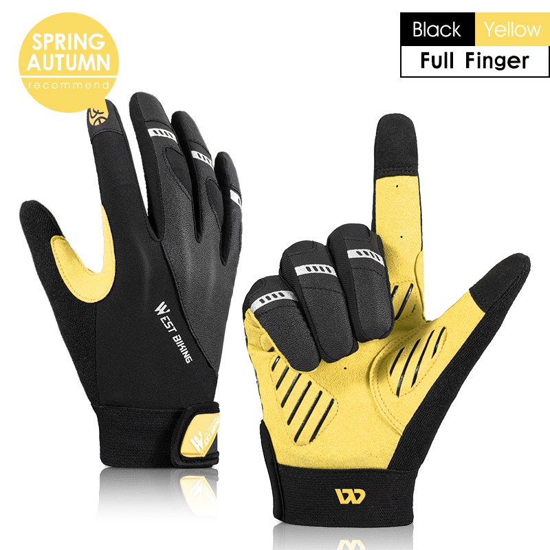 WEST BIKING Full Finger Cycling Gloves – Touch Screen, Breathable, Unisex, Wrist Length