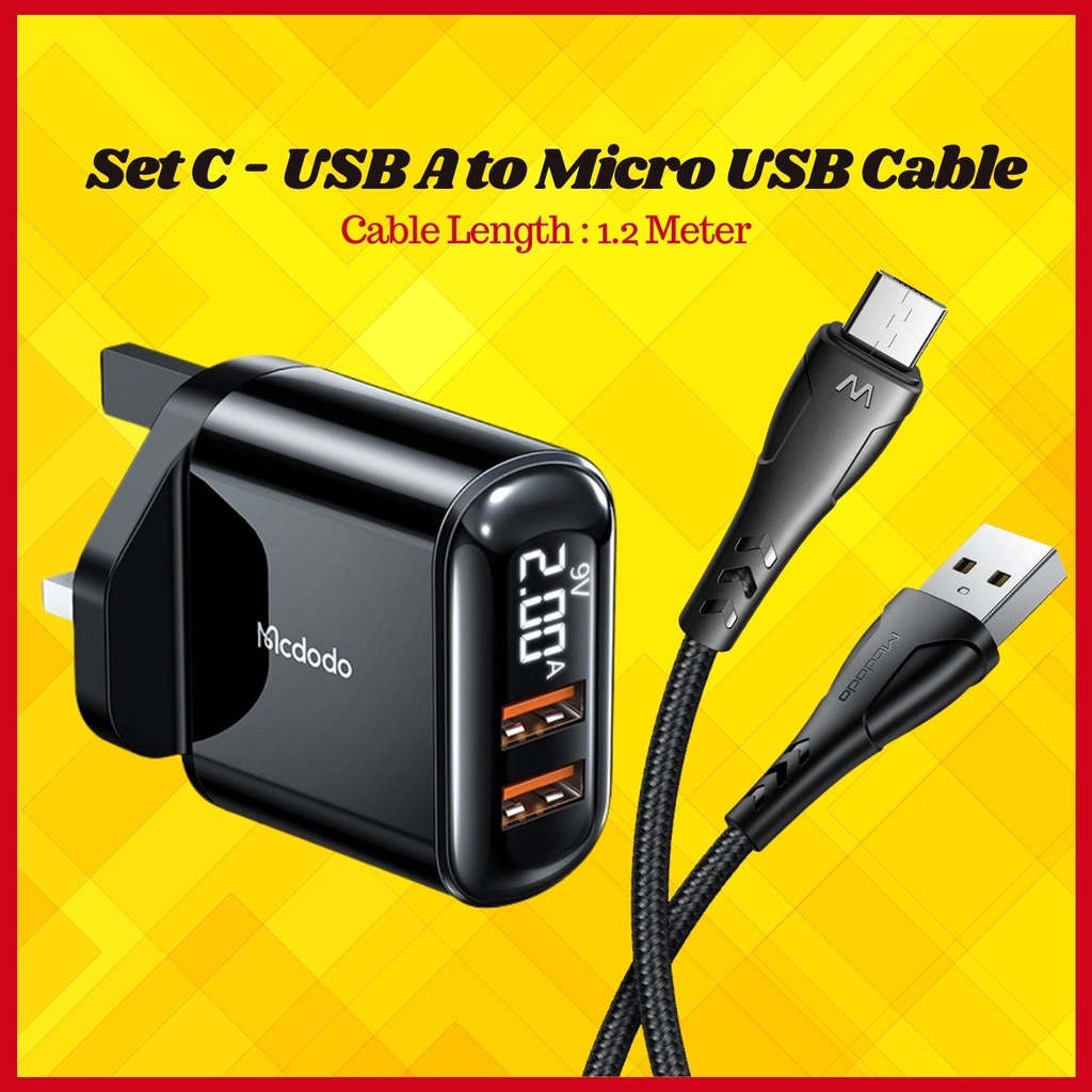 【1YrWarranty】Mcdodo 18W QC3.0 Digital Display Dual USB Output Fast