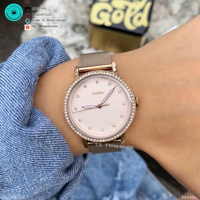 FOSSIL Neely Pastel Pink Stainless Steel Watch ES4364 Shopee