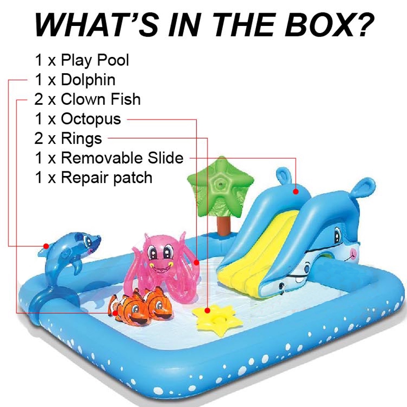 H2o Go! Aquarium Play shops Center Inflatable Kids Pool 7' 10