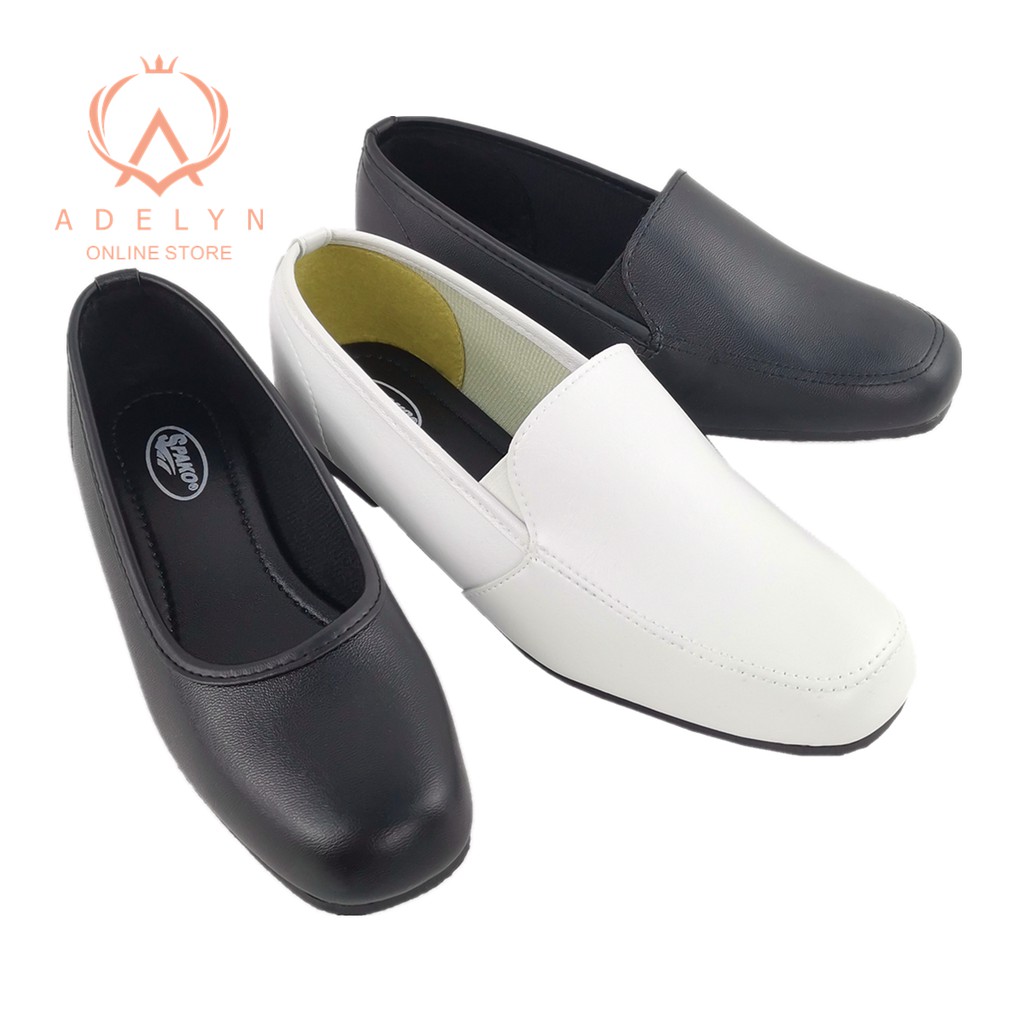 Women Lady Ad1 Office Ladies Black White Nurse Formal Shoes Flat Slip