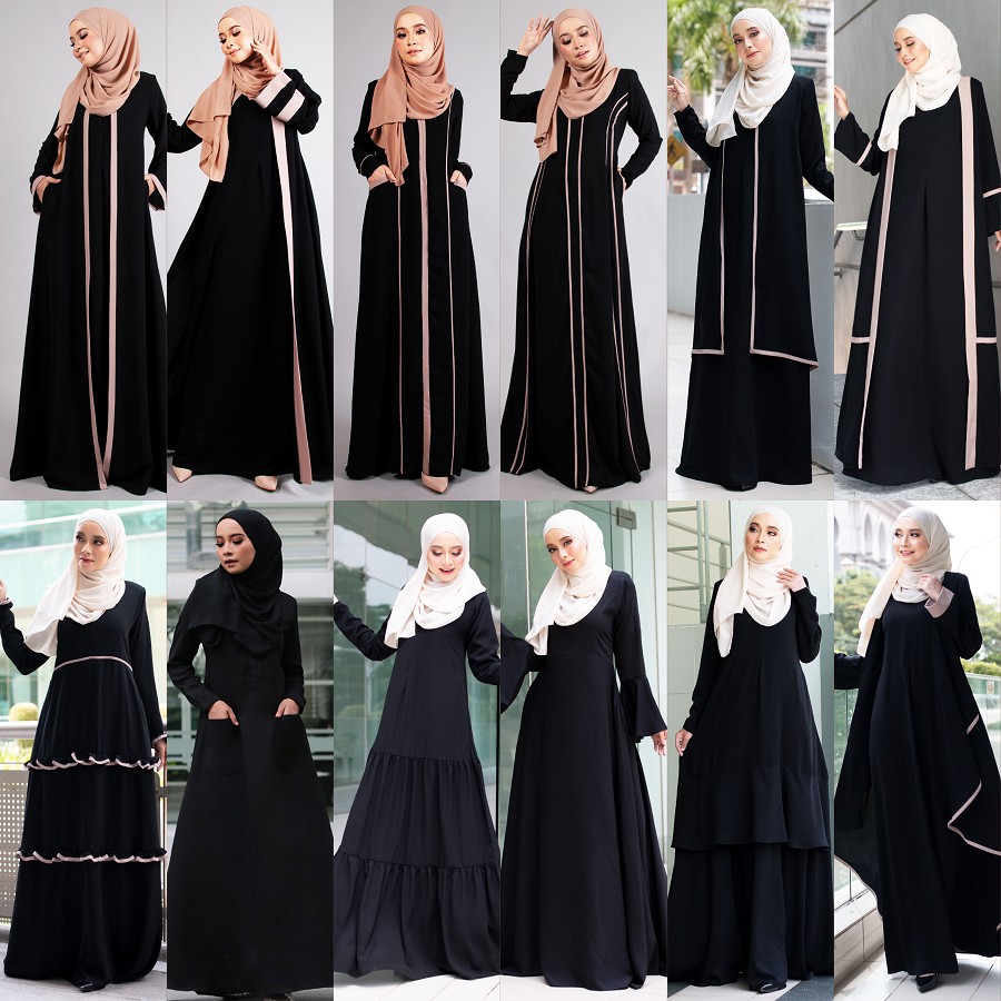 Muslimah black dress sale