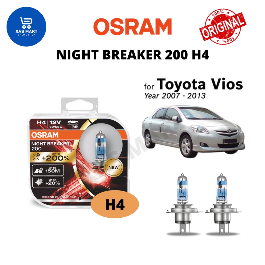 OSRAM NIGHT BREAKER 200 H4 H7 H11 12V 55W Halogen 9003 HB2 Car