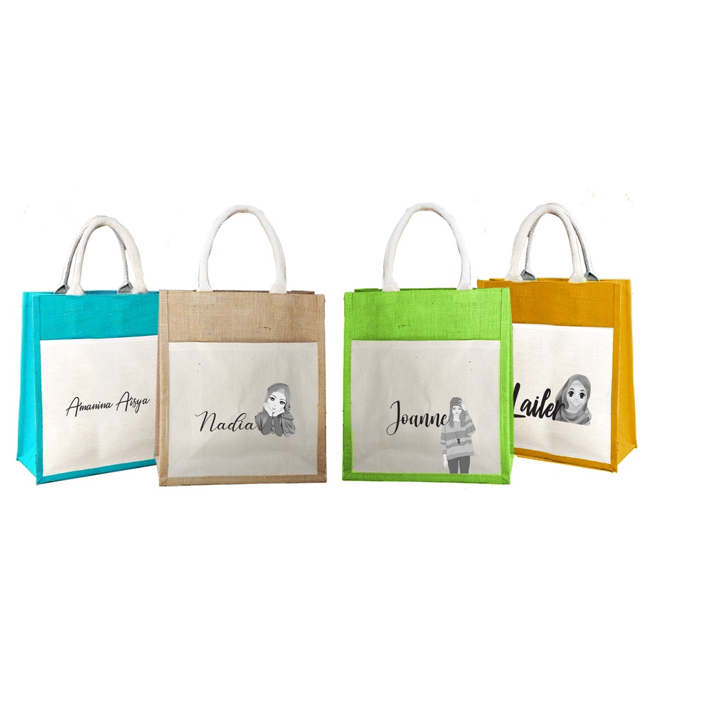 Ready Stock Jute Bag A4 Size - Bag Viral | Personalised Name Bag ...
