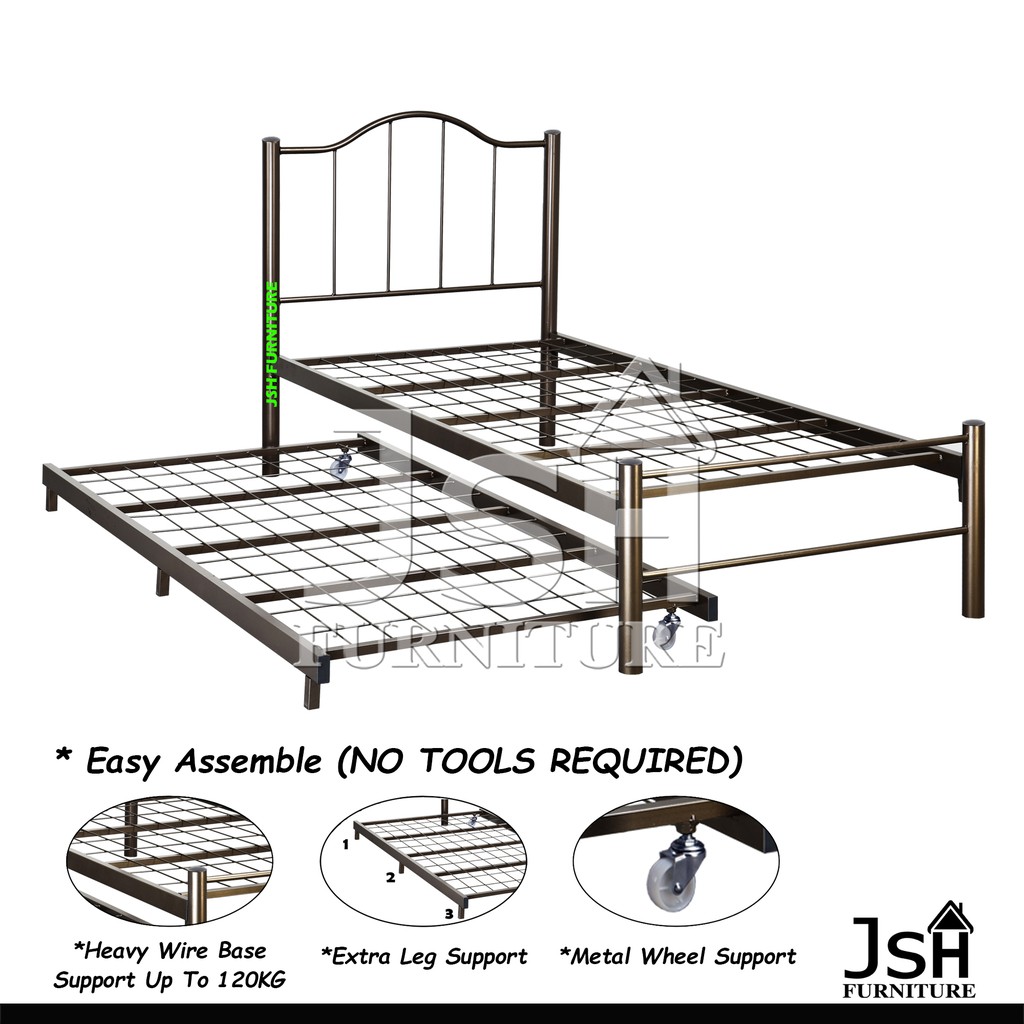 Single Metal Bed Frame & Pull Out Bed Frame JSH S22 - Katil Bujang ...