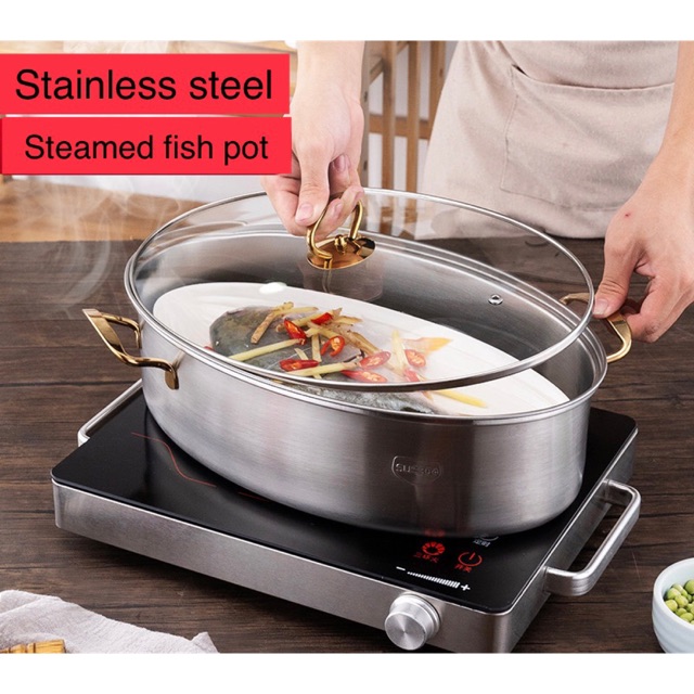 Grade 304 Stainless steel steamed fish steamer fish pot / Fish steamer ...