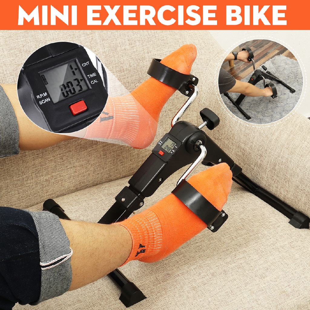 Black Home Fitness Bike LCD Display Indoor Cycling Stepper Foldable