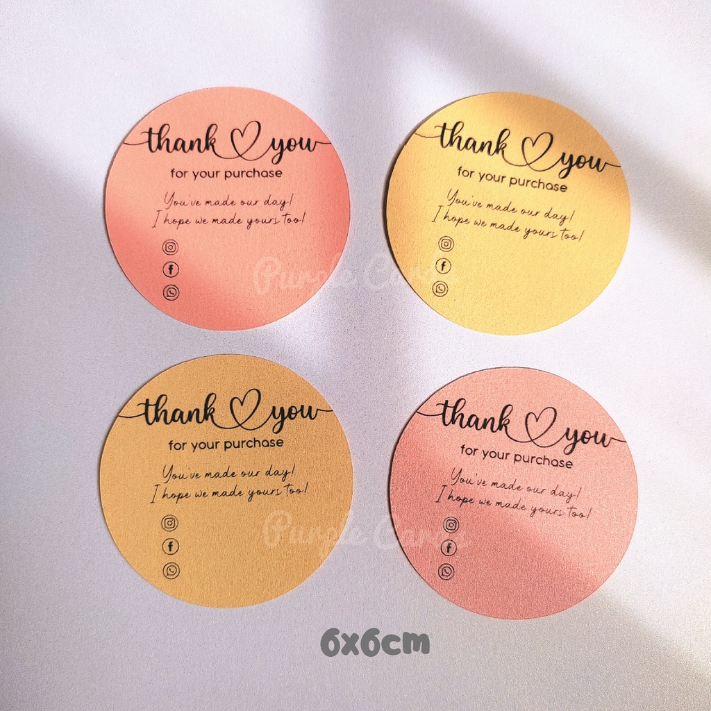 Round Thank You Cards / Business Card / Name Card / 1 side print ...
