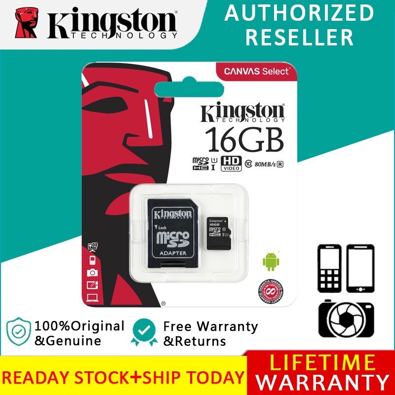 Micro SD 16 GB memory card Kingston class 10