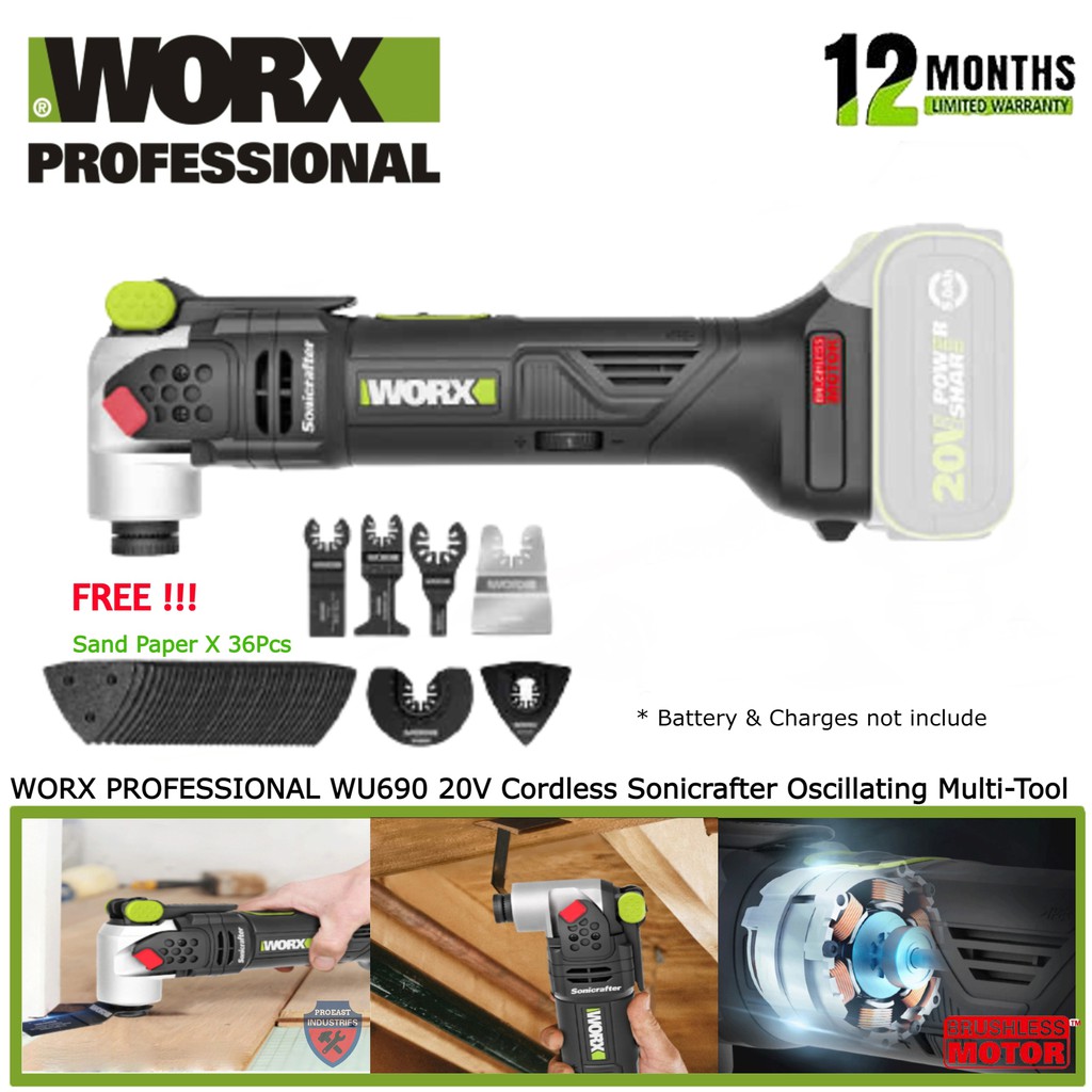 WORX PROFESSIONAL WU690 20V Cordless Brushless Sonicrafter