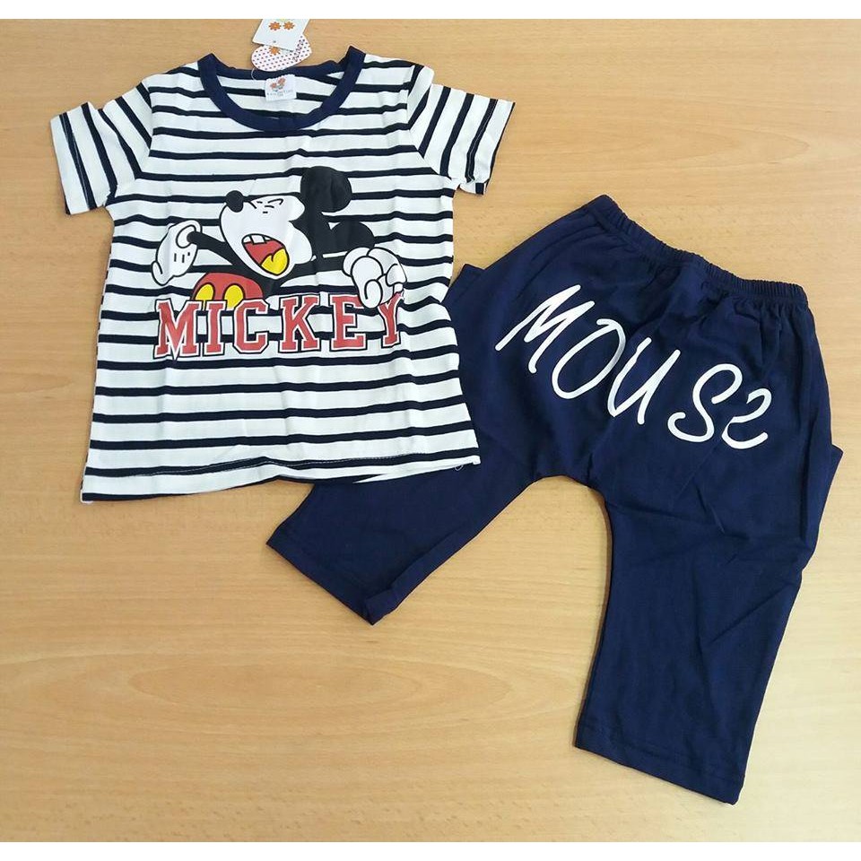 Boys “Where’s Mickey” Summer Cotton Co-Ord Set – Red & Black
