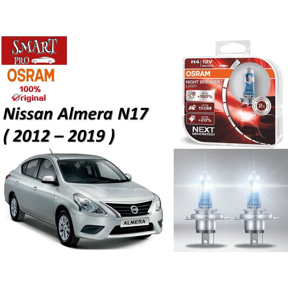 Osram Night Breaker Laser H4 For Nissan Almera N17 ( 2012 – 2019 )