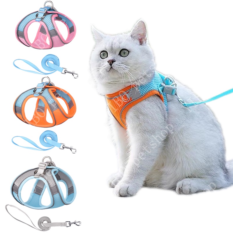 Cat Harness Vest With Leash Reflective Nylon Dog Pet Harness Collars