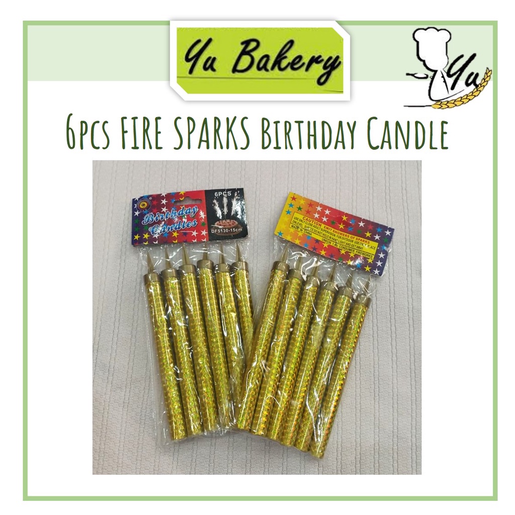 6pcs/pack Fire Sparks Birthday Candles Cake Topper/Decoration Lilin ...