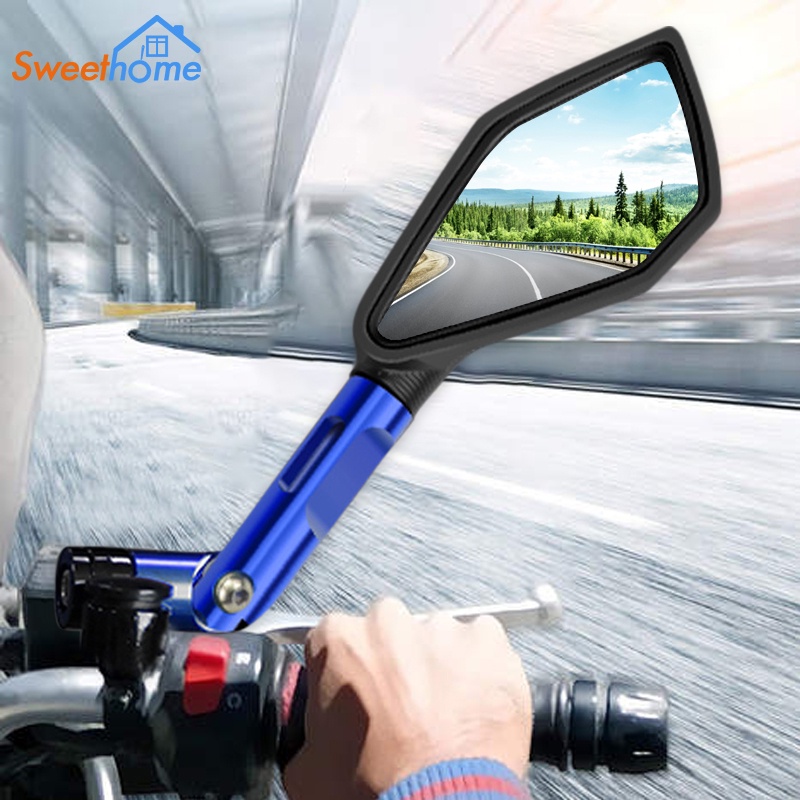Universal Side Mirror 7/8" 22mm Bar End Mirror Blue Mirror Balancer CNC