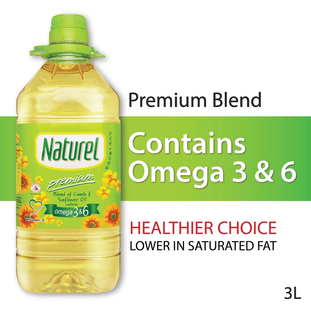 Naturel Blend Omega 3 6 Canola Sunflower Cooking Oil 3.3 Liter