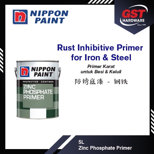 Nippon Paint 5L Zinc Phosphate Primer Grey Green Cat Pagar Besi Anti ...