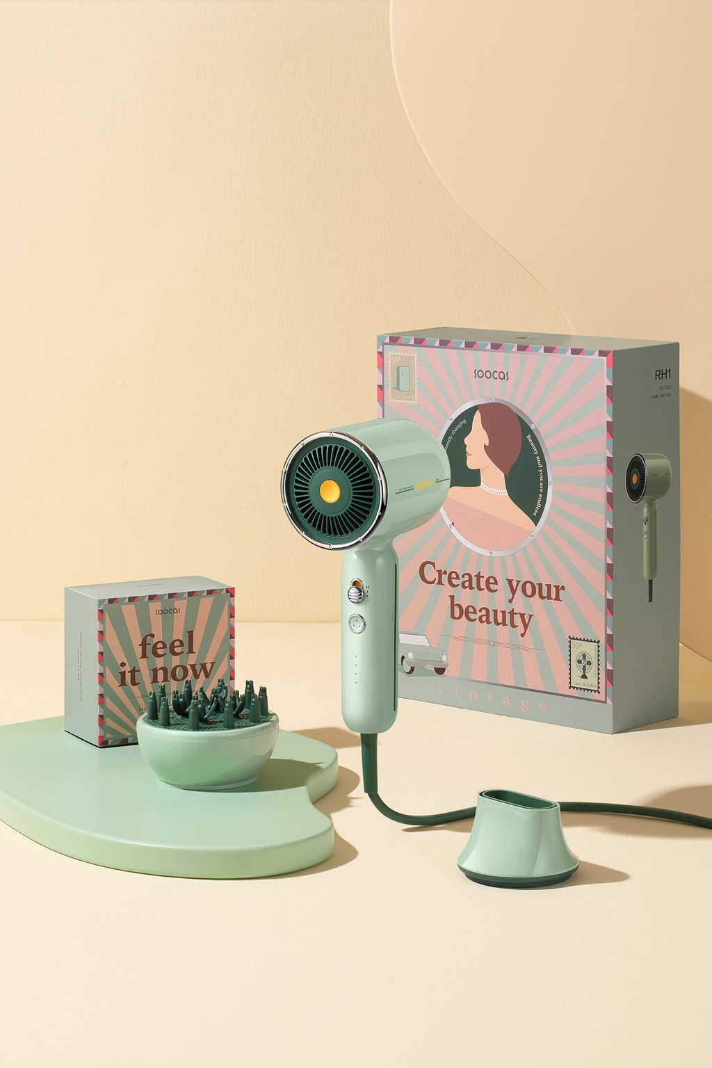 Xiaomi Soocas RH1 Ionic Retro Electric Hair Dryer With Scalp Massager ...