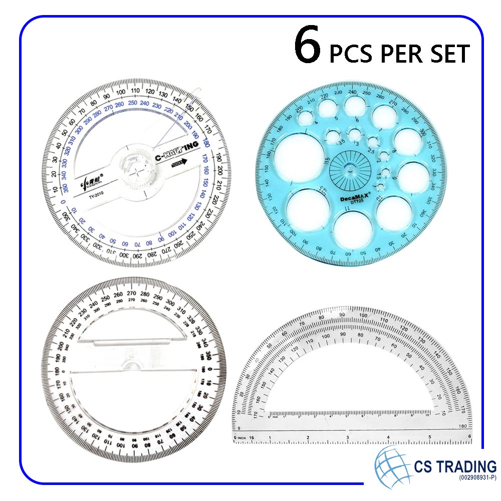 6 pcs x 360 Degree Rounded Ruler / 360 Protractor Ruler / Pembaris ...