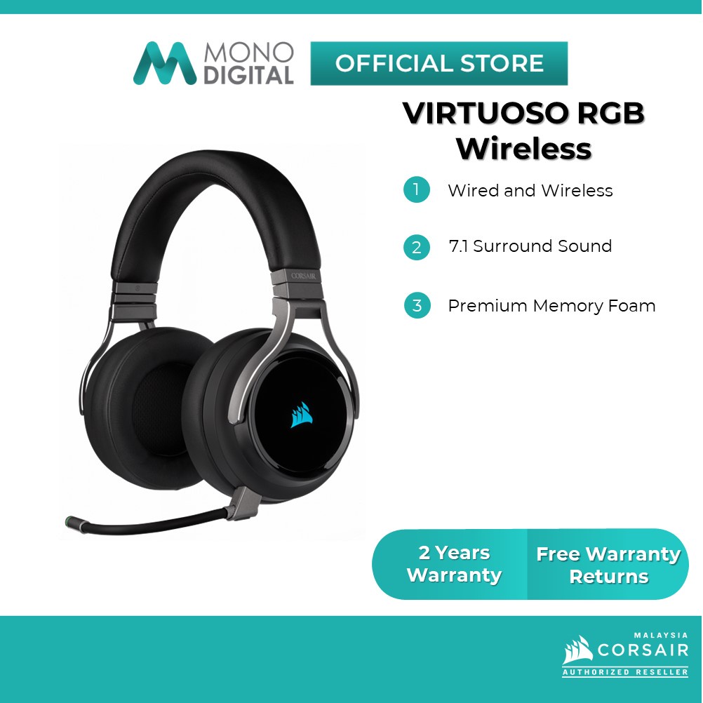 Corsair VIRTUOSO RGB Wireless 7.1 Surround High Fidelity Gaming Headset