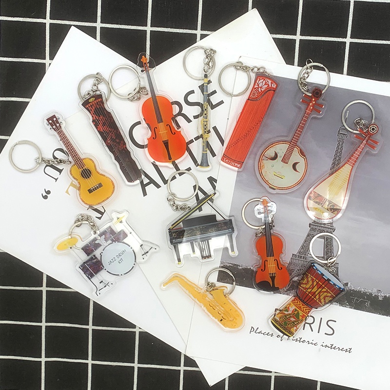 Acrylic simulation musical instrument Guitar Model Keychain Piano