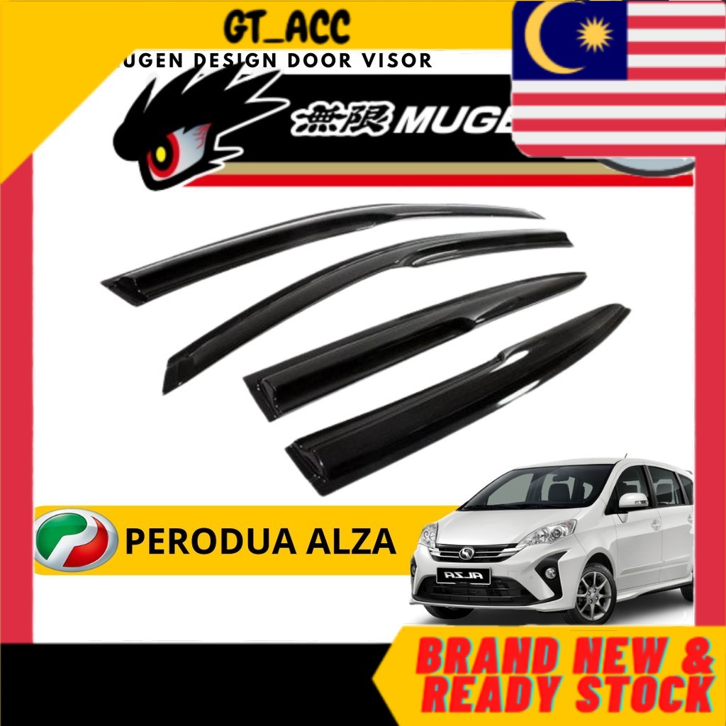 Perodua Alza 4pcs Mugen Air Press Window Door Visor Wind Deflector 