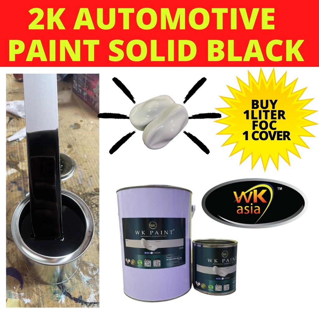 WK PAINT 2K SOLID SUPER BLACK AUTOMOTIVE PAINT CAT KERETA HITAM SOLID