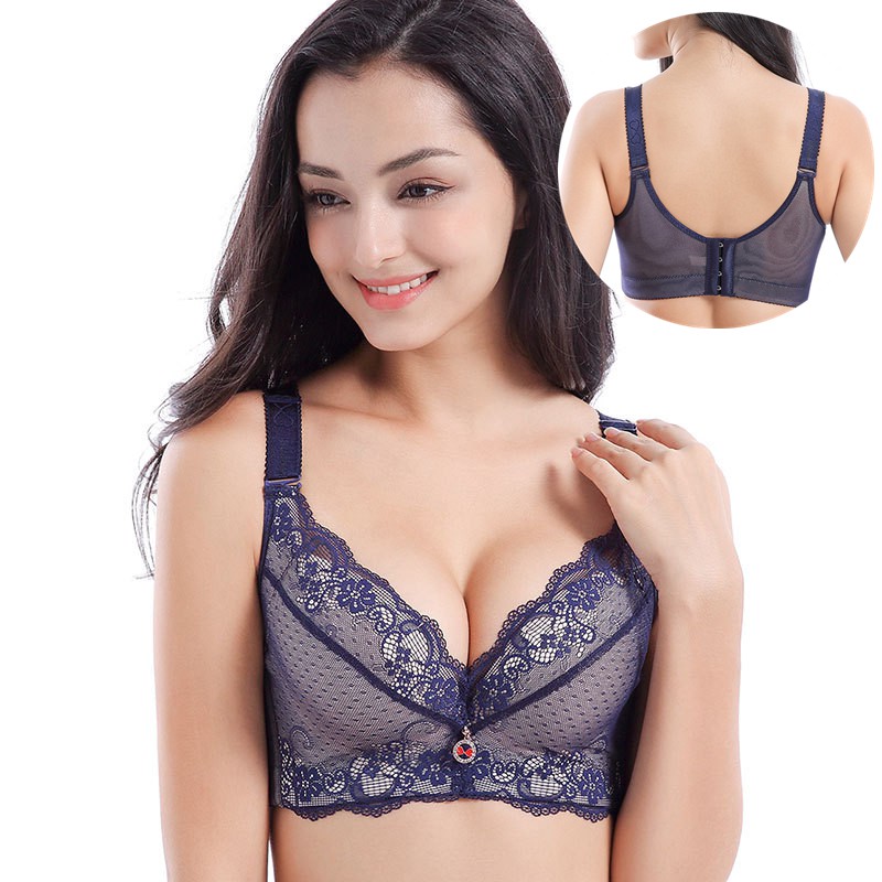 🔥new 34 48ab Plus Size Bra Fat Women Small Breasts Thickened Cup Wired Bras Fashion Deep V Sexy 5747