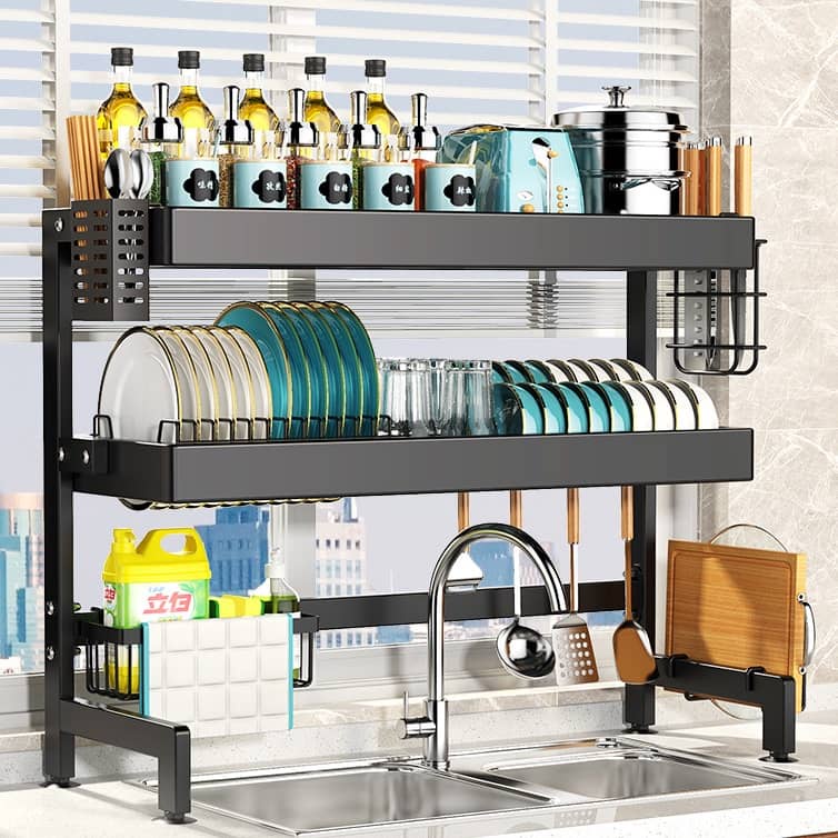 Rak Pinggan Rak Dapur Stainless Steel Sink Dish Rack Kitchen Organizer ...