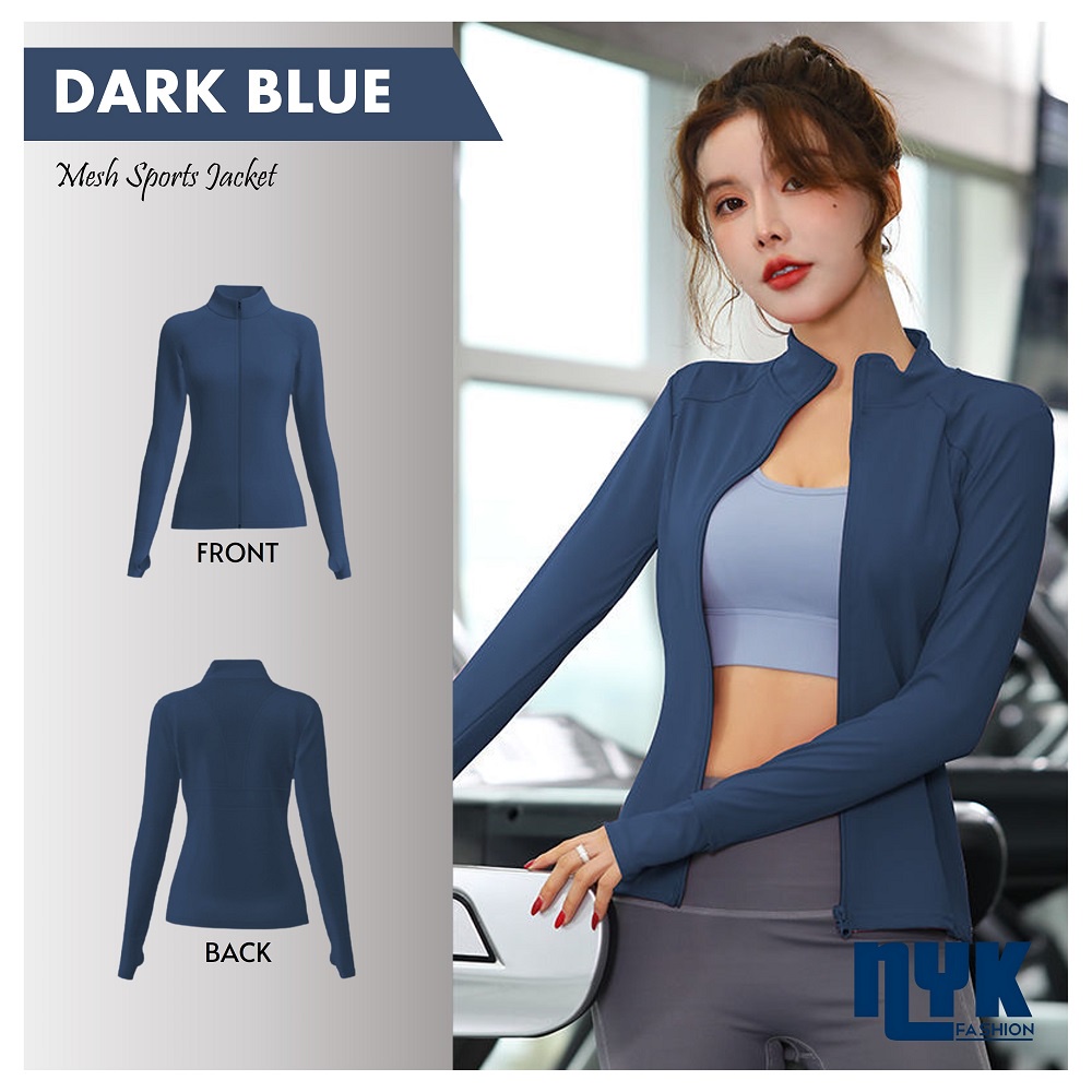 Women Mesh Back Sports Jacket Long Sleeve Zipper Jacket Sportswear Ladies Workout Yoga Running Activewear Top Jackets