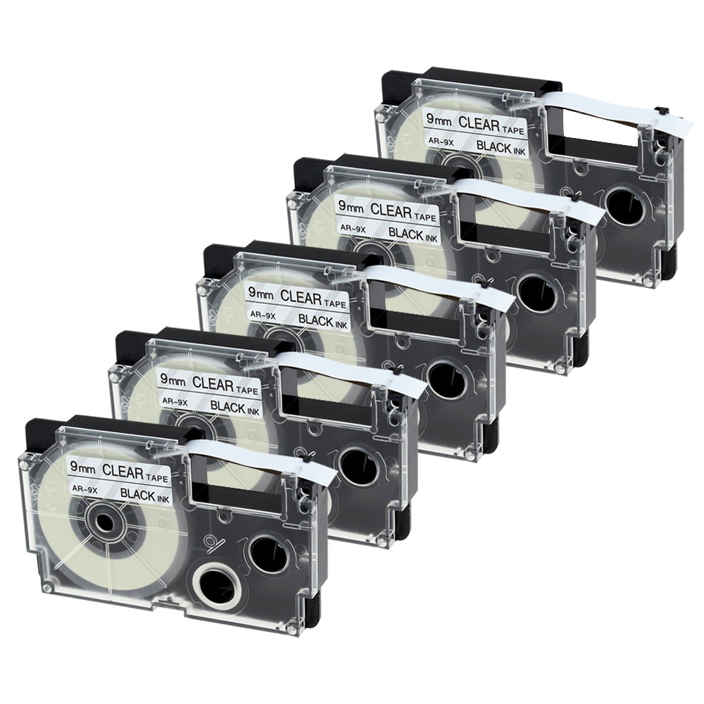 5 Cartridges XR9X XR9X Label Maker Tape, Compatible CASIO EzLabel