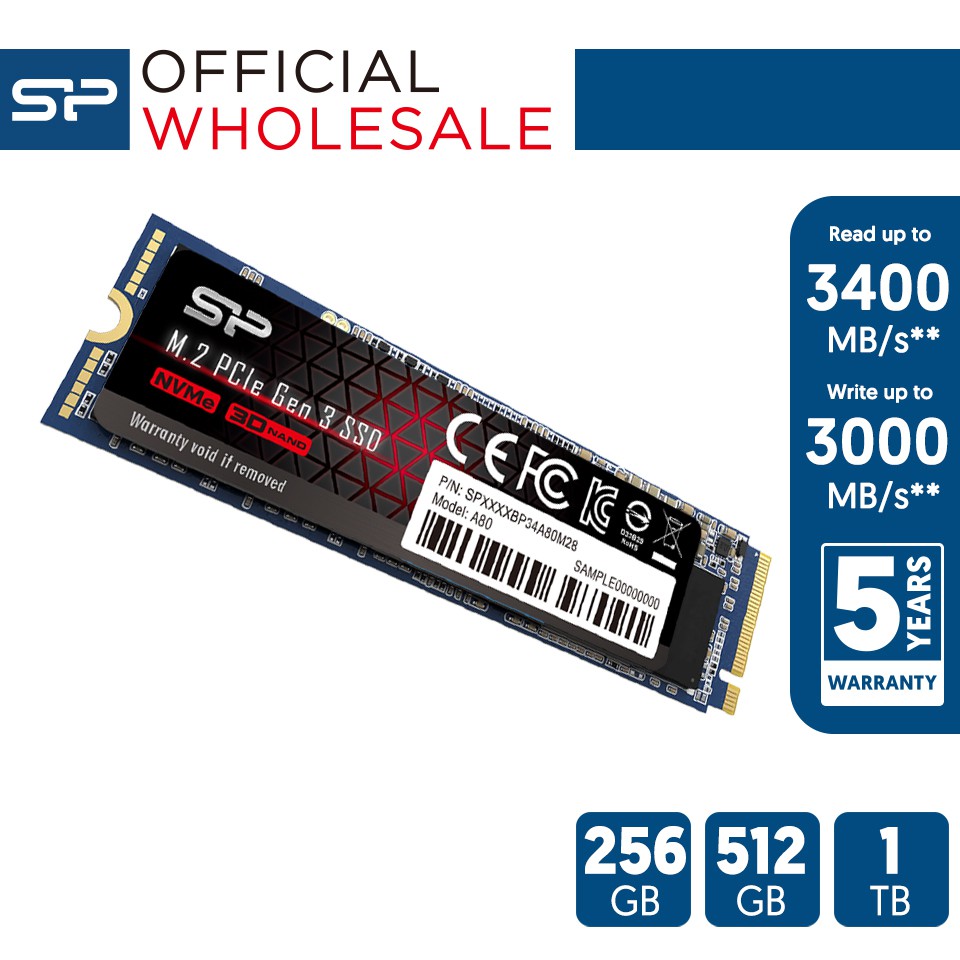 SSD Silicon Power P34A80 2 To M.2 PCIe Gen3x4 NVMe