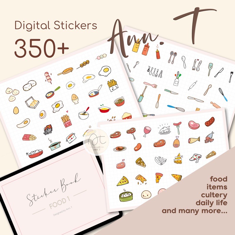 GoodNotes / PNG Ann T. Food 1 Digital Stickers Book for Journal ...