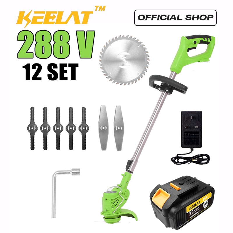 Keelat 388v 288v 188v 12v Mesin Rumput Wheel Grass Cutter Electric Lawn