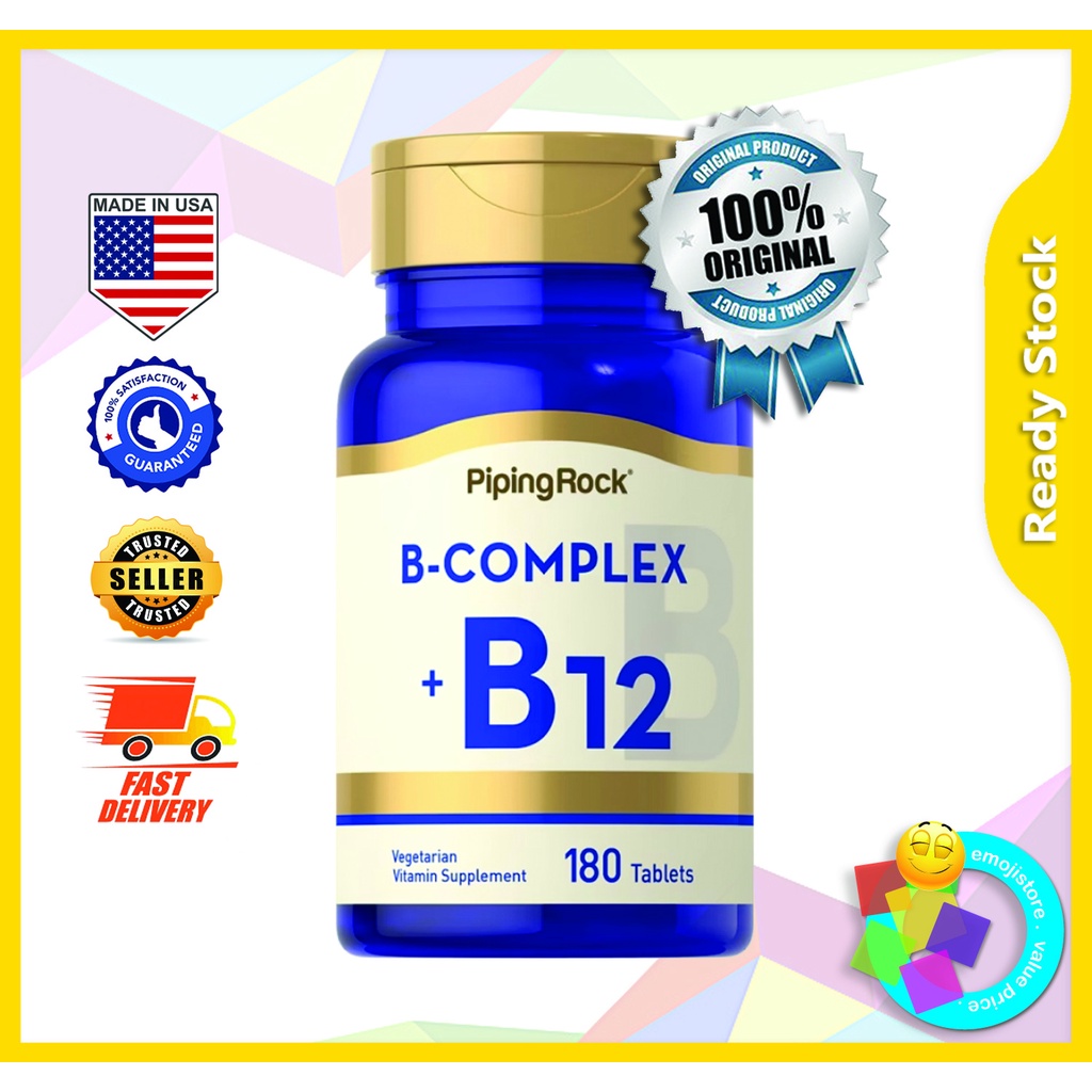 Piping Rock B Complex Plus Vitamin B-12, 180 Tablets | Shopee Malaysia