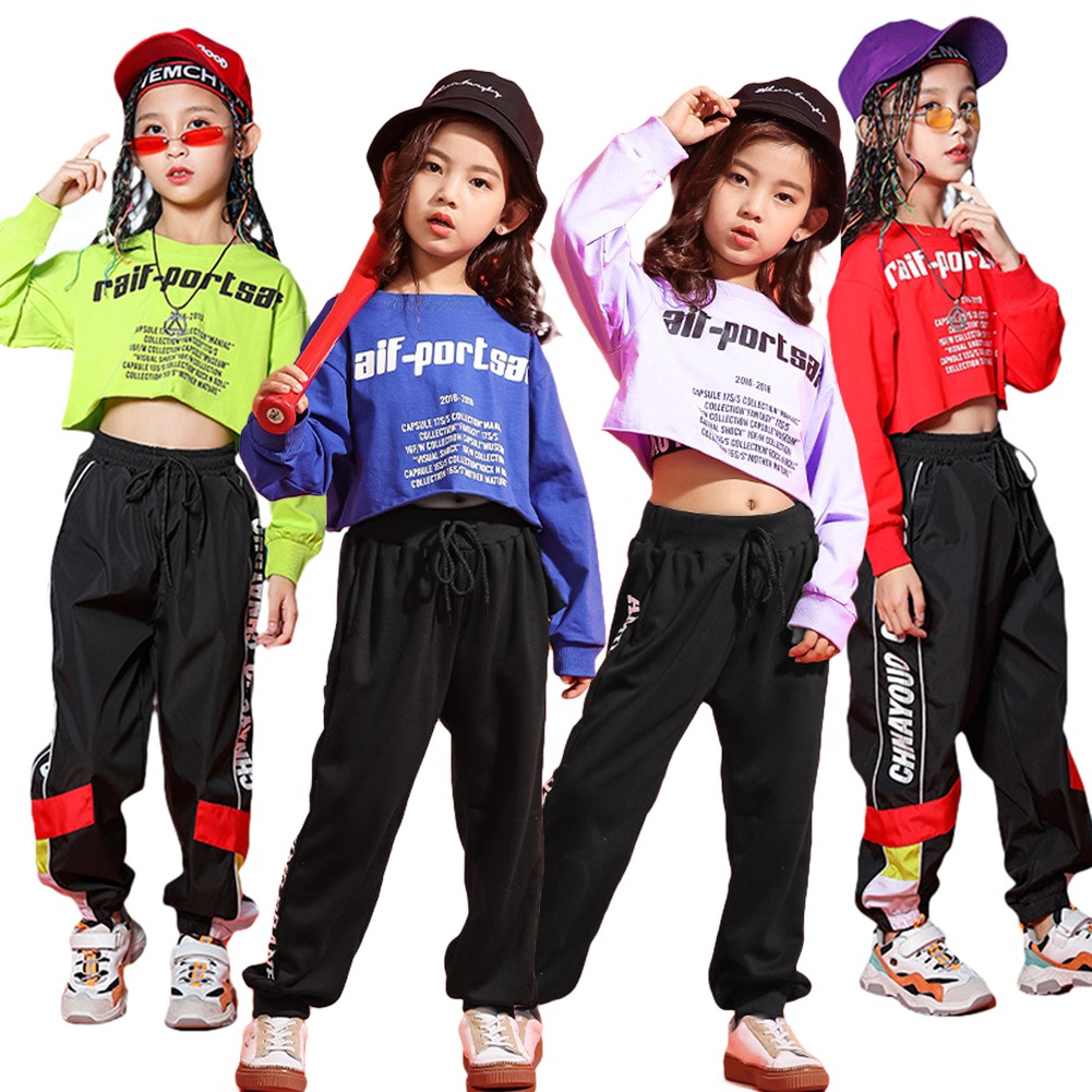 Children'S Hip-Hop Dance Clothes Girls Cropped Zebra Pattern Long-Sleeved  Loose Pants Suit Jazz Dance Stage Costumes DN10325 - AliExpress
