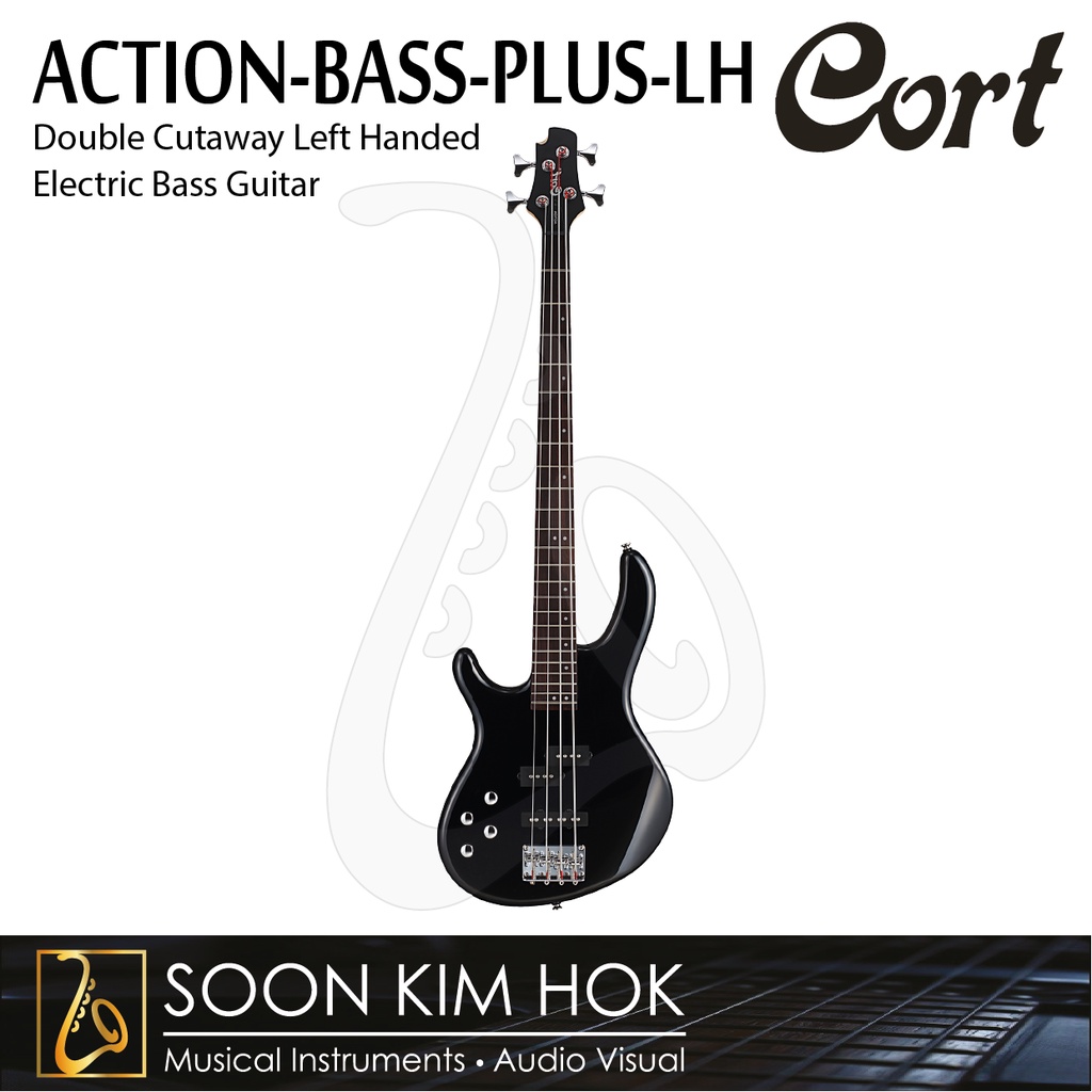 CORT ACTION-BASS-PLUS-LH 4 String Double Cutaway Left Handed Electric ...