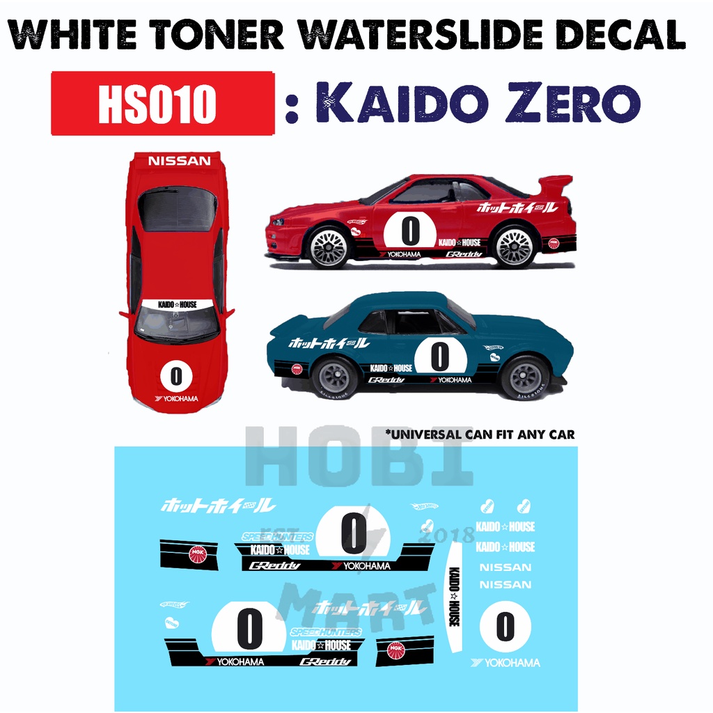 Kaido Zero Decals Hotwheels Tomica 1:64 diecast custom white toner ...