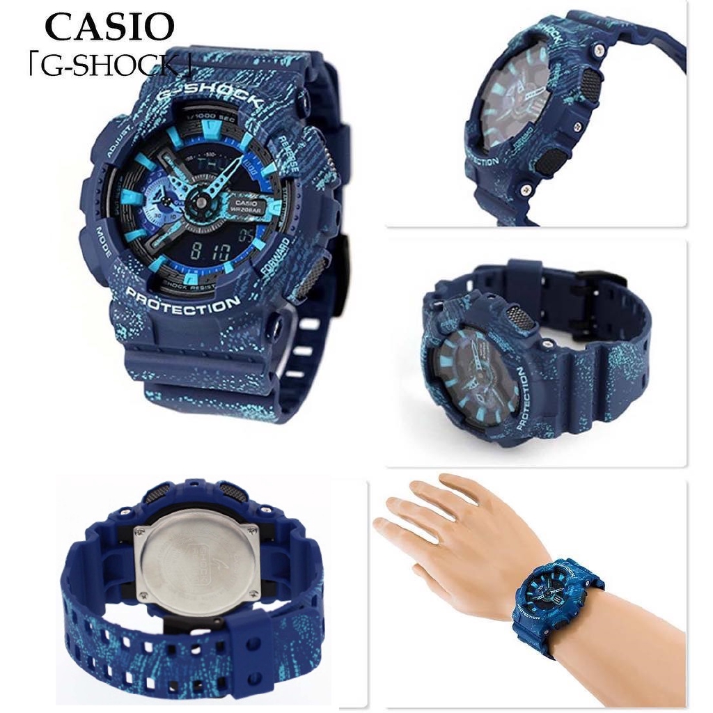 OFFICIAL WARRANTY Casio G Shock GA 110TX 2A Analog Digital Tandem Series Blue Mist Textured Resin Watch GA110TX Shopee Malaysia